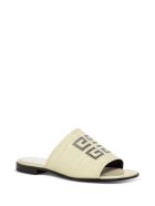 Givenchy 4g Slide Sandals In Beige Leather With Logo Givenchy 4g Slide Sandals In Beige Leather With Logo - White