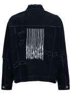 Balenciaga Barcode Black Denim Jacket With Tears Detail Balenciaga Barcode Black Denim Jacket With Tears Detail - Black