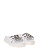 N ° 21 Leather Slides With Chain N.21 N ° 21 Leather Slides With Chain - White