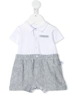 Newborn Short Jumpsuit In Linen And Jersey Il Gufo Newborn Short Jumpsuit In Linen And Jersey - Blu