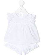 Newborn Two-piece Suit In White Cotton With Application Il Gufo Newborn Two-piece Suit In White Cotton With Application - Bianco