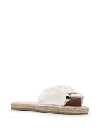 Woman Flat Sandals With Knot - La Havana - White Linen Manebi Woman Flat Sandals With Knot - La Havana - White Linen - White