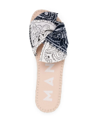 Woman Flat Sandals With Knot - Bandana - White And Navy Blue Manebi Woman Flat Sandals With Knot - Bandana - White And Navy Blue - Navy & white bandana