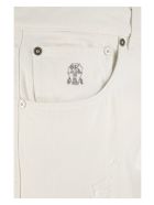 Brunello Cucinelli Garment-dyed Traditional Fit Five-pocket Trousers In Slubbed Cotton Denim Brunello Cucinelli Garment-dyed Traditional Fit Five-pocket Trousers In Slubbed Cotton Denim - Snow