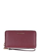 Michael Kors Wristlets Grain Leather Wallet Michael Kors Wristlets Grain Leather Wallet - Burgundy