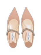 Jimmy Choo Bing Flat Leather Mules With Crystal Insert Jimmy Choo Bing Flat Leather Mules With Crystal Insert - Pink