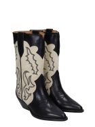 Isabel Marant Duerto Texan Ankle Boots In Black Suede And Leather Isabel Marant Duerto Texan Ankle Boots In Black Suede And Leather - black