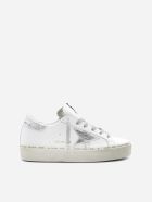 Golden Goose Hi Star Sneaker In Leather With Laminated Effect Inserts Golden Goose Hi Star Sneaker In Leather With Laminated Effect Inserts - White/silver