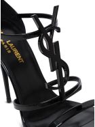 Saint Laurent Cassandra Black Leather Sandals With Logo Saint Laurent Cassandra Black Leather Sandals With Logo - Black