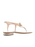 Nude Leather Flat Sandals Casadei Nude Leather Flat Sandals - Cipria