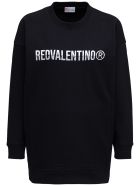 RED Valentino Oversized Black Sweatshirt With Contrasting Logo Print And Point D'esprit Insert RED Valentino Oversized Black Sweatshirt With Contrasting Logo Print And Point D'esprit Insert - Black