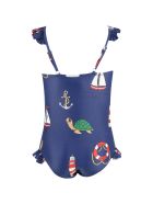 Mini Rodini Blue Swimsuit Foor Girl With Turtles Mini Rodini Blue Swimsuit Foor Girl With Turtles - Blue