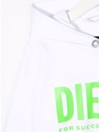 Kids White Hoodie With Fluo Green Oversize Logo Diesel Kids White Hoodie With Fluo Green Oversize Logo