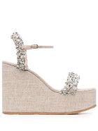 Casadei Wedge Sandals With Silver Studs Casadei Wedge Sandals With Silver Studs - Metallic