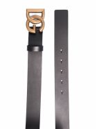 Dolce & Gabbana Black Leather Belt With Dg Buckle Dolce & Gabbana Black Leather Belt With Dg Buckle - Black