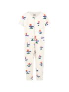 Bobo Choses Ivory Jumpsuit For Girl With Logos Bobo Choses Ivory Jumpsuit For Girl With Logos - Ivory