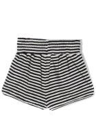 Douuod Black And White Cotton Blend Shorts Douuod Black And White Cotton Blend Shorts - Rigato
