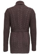 Tagliatore Brown Wool Cardigan With Belt Tagliatore Brown Wool Cardigan With Belt - Brown