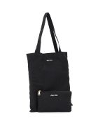 Foldable Nylon Tote Bag Miu Miu Foldable Nylon Tote Bag - BLACK