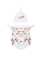 Burberry White Set For Babygirl With Roses Burberry White Set For Babygirl With Roses - White