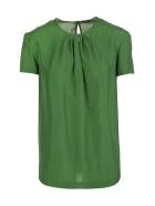 Prato Green Silk Round Neck Silk Blouse Kiton Prato Green Silk Round Neck Silk Blouse - Prato