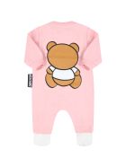Moschino Pink Babygrow For Baby Girl With Teddy Bear Moschino Pink Babygrow For Baby Girl With Teddy Bear - Pink
