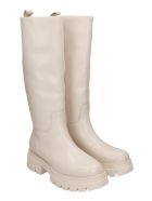 Ash Lucky Low Heels Boots In Beige Leather Ash Lucky Low Heels Boots In Beige Leather - beige