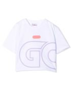 GCDS Mini White Cotton Cropped T-shirt GCDS Mini White Cotton Cropped T-shirt - Bianco