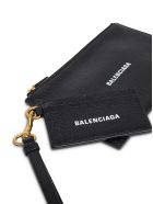Balenciaga Black Leather Pouch With Card Holder With Logo Balenciaga Black Leather Pouch With Card Holder With Logo - Black