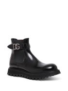 Dolce & Gabbana Glossy Black Leather Boots With Logo Dolce & Gabbana Glossy Black Leather Boots With Logo - Black
