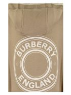 Burberry Carla Knt - Wool And Cashmere Hooded Cape With Jacquard Graphics And Logo Burberry Carla Knt - Wool And Cashmere Hooded Cape With Jacquard Graphics And Logo - Archive Beige