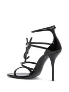 Saint Laurent Cassandra Black Leather Sandals With Logo Saint Laurent Cassandra Black Leather Sandals With Logo - Black