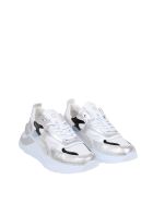 At Your Place. Fuga Sneakers In Leather And Fabric D.A.T.E. At Your Place. Fuga Sneakers In Leather And Fabric - White/Silver