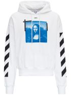 Off-White Oversize Hoodie In Jersey With Monnalisa Print Off-White Oversize Hoodie In Jersey With Monnalisa Print - White