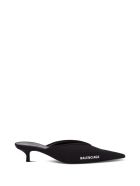 Balenciaga Pointed Mules Knife With Logo Balenciaga Pointed Mules Knife With Logo - Black