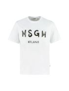 MSGM Logo Print Cotton T-shirt MSGM Logo Print Cotton T-shirt - White