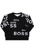 Hugo Boss Black Sweatshirt For Baby Kids With Logos Hugo Boss Black Sweatshirt For Baby Kids With Logos - Black