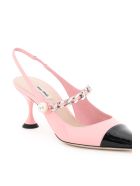Chain Pearl Slingback Pumps Miu Miu Chain Pearl Slingback Pumps - Rosa