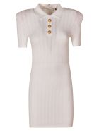 Balmain Button Placket Knit Slim Dress Balmain Button Placket Knit Slim Dress - White