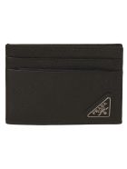 Prada Logo Plaque Clipped Card Holder Prada Logo Plaque Clipped Card Holder - Black