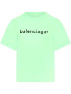 Balenciaga Neon Green T-shirt For Kids With Logo Balenciaga Neon Green T-shirt For Kids With Logo - Green