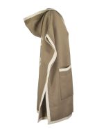 Burberry Carla Knt - Wool And Cashmere Hooded Cape With Jacquard Graphics And Logo Burberry Carla Knt - Wool And Cashmere Hooded Cape With Jacquard Graphics And Logo - Archive Beige