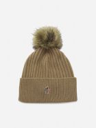 Moncler Wool Hat With Logo Patch Moncler Wool Hat With Logo Patch - Beige