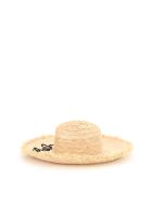Miu Miu Straw Hat With Logo Miu Miu Straw Hat With Logo - NATURALE NERO (Beige)