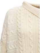 Philosophy di Lorenzo Serafini Braided Wool Sweater With Asymmetrical Collar Philosophy di Lorenzo Serafini Braided Wool Sweater With Asymmetrical Collar - White