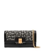 Balmain 1945 Chain Wallet In Blavck And Ivory Monogram Jacquard Balmain 1945 Chain Wallet In Blavck And Ivory Monogram Jacquard - Black