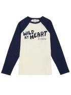 Mini Rodini Long-sleeved Cotton T-shirt With Wild At Heart Front Print Mini Rodini Long-sleeved Cotton T-shirt With Wild At Heart Front Print - Blu