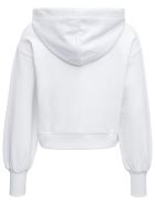 RED Valentino Cropped Hoodie In White Jersey With Contrasting Print And Point D'esprit Insert RED Valentino Cropped Hoodie In White Jersey With Contrasting Print And Point D'esprit Insert - White