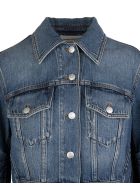 Woman Denim Jacket With Blouse Sleeves Alexander McQueen Woman Denim Jacket With Blouse Sleeves - Indigo washed