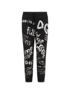 Dolce & Gabbana Black Sweatpants For Babykids With Graffiti Syle Print Dolce & Gabbana Black Sweatpants For Babykids With Graffiti Syle Print - Black